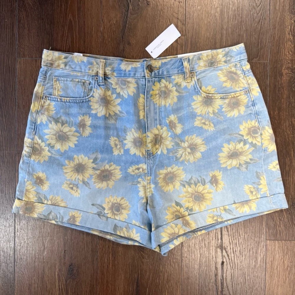 American Eagle Outfitters Blue Sunflower Jean Shorts